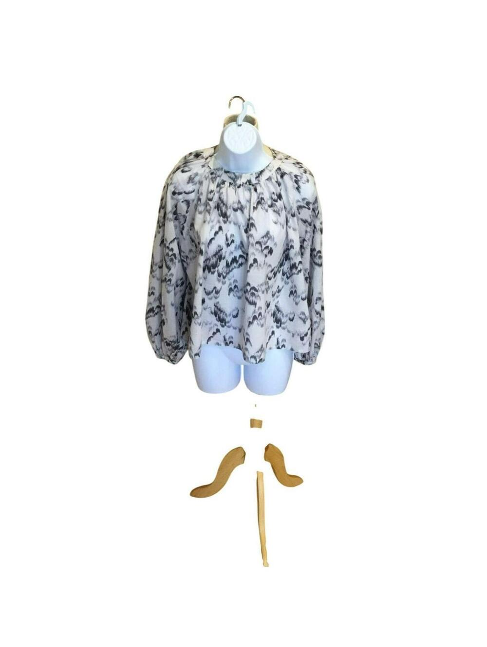 Treasure & Bond Patterned Long Sleeve Blouse Large
